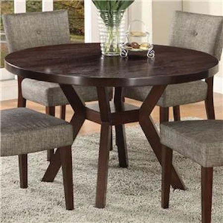 Modern Dining Table with Round Top and Splayed Leg Base